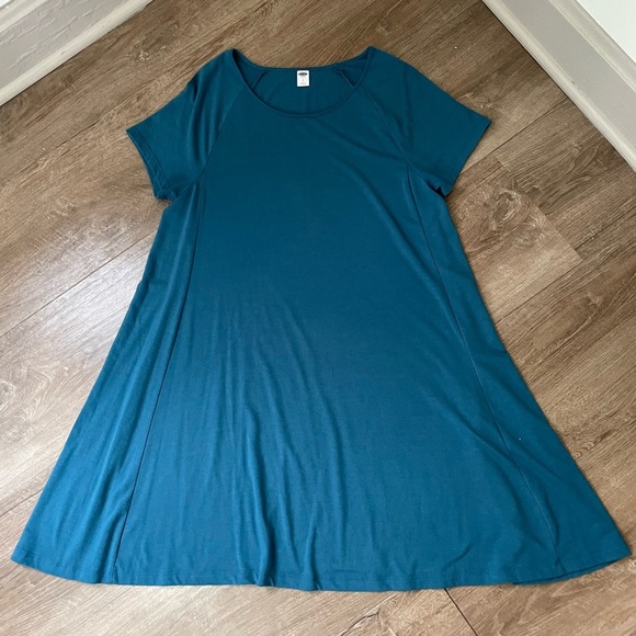 Old Navy Bundle Of 2 Jersey Knit Dresses ~ Teal & Coral ~ Women’s Size Large - Picture 8 of 16